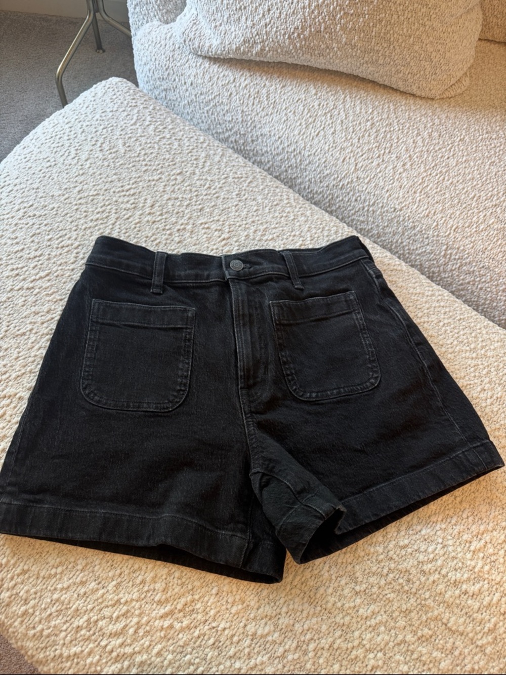 Madewell Emmett Patch Pocket High-Rise Black Denim Women's Shorts